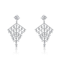 Round Diamonds Chandelier Earrings in 18K White Gold