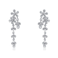 Round Baguette Round Diamond Earrings in 18K White Gold