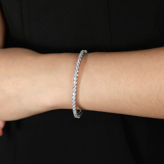 Sumptuous Round Diamond Tennis Bracelet in 14K White Gold