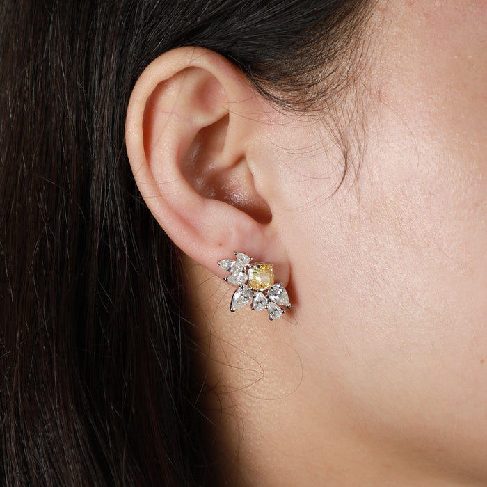 Cushion Cut Diamond Marquise Earrings in 14K Gold