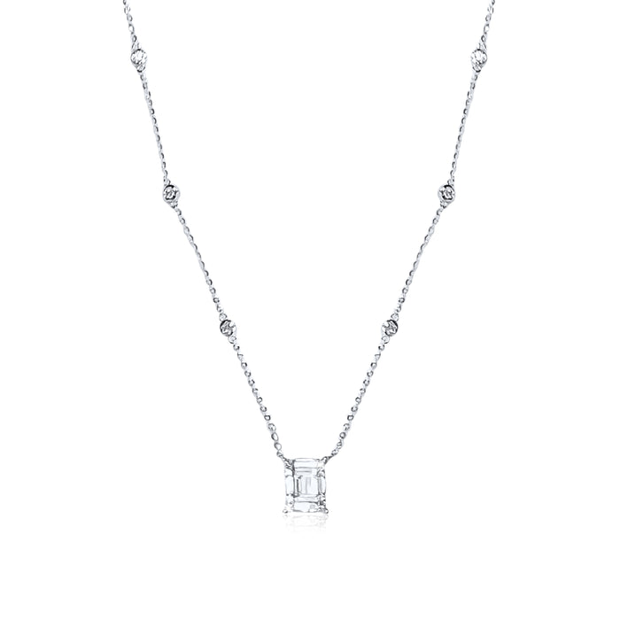 Round Diamond Necklace in 18K Yellow Gold