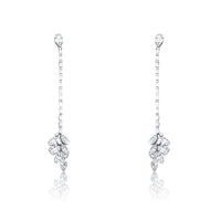 Round Baguette Diamonds Earrings in 18K White Gold
