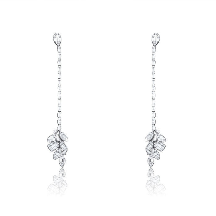 86 Round Baguette Diamonds 18K White Gold Earrings