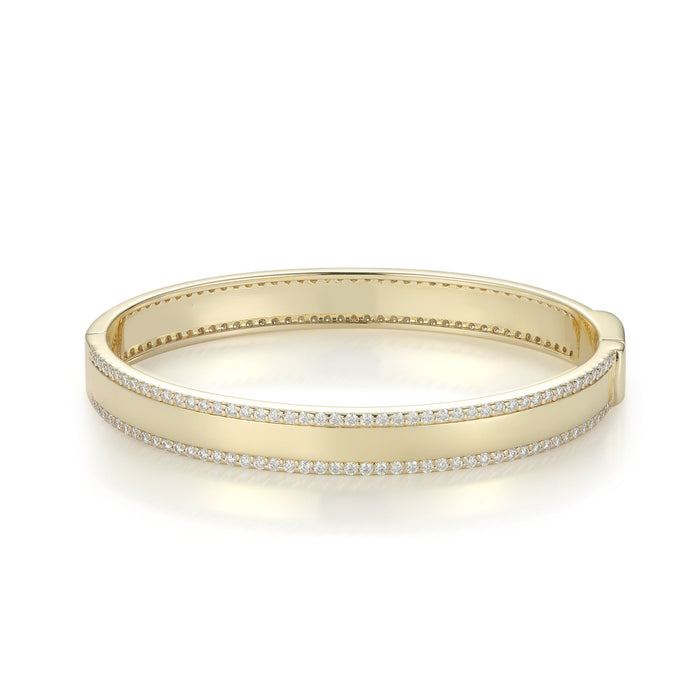 Row Round Diamond Bangle Bracelet in 14K Yellow Gold