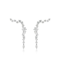Multi Shape 26 Diamonds Ear Climber Earrings in 18K White Gold