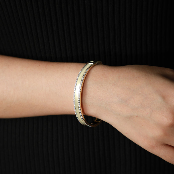 Row Round Diamond Bangle Bracelet in 14K Yellow Gold