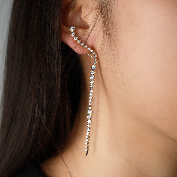 Longevity Round Diamond 14K (or 18k upon request) Yellow Gold Drop Earrings