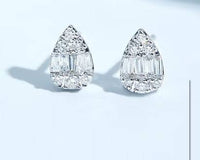 Round Diamond Pear Shape Stud Earrings in 14K White Gold