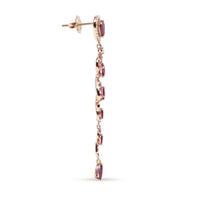 Ruby Drop Dangle Intricate Earrings in 18K Rose Gold