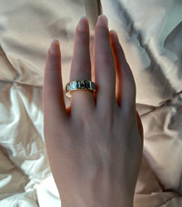 Emerald Bazel Cut Diamond Ring in 18K Yellow Gold