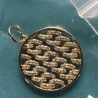 Openwork Chain Medallion Pendant Necklace in 14K Yellow Gold