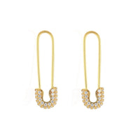 Safety Pin Diamond Earrings in 18K Yellow Gold