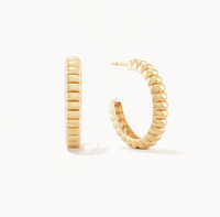 Ribbed Dome Textured Hoop Earrings in 18K Yellow Gold
