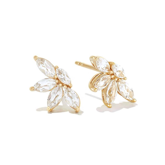 Golden Bloom Marquise Diamond Studs Earrings in 18K Yellow Gold