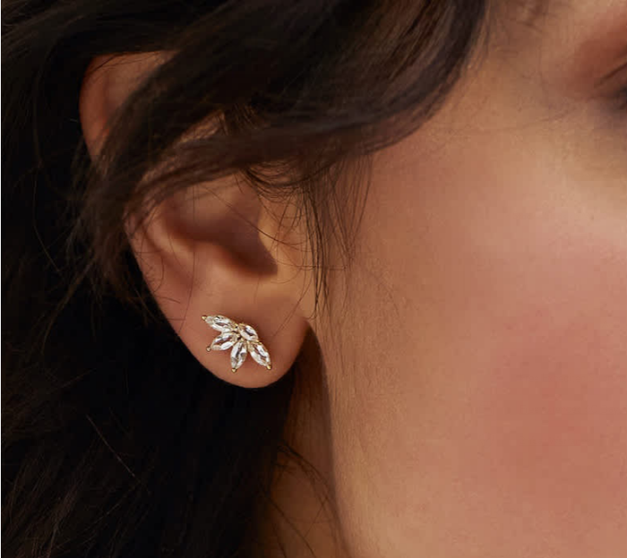 Golden Bloom Marquise Diamond Studs Earrings in 18K Yellow Gold
