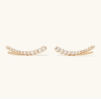Tapered Diamond Climber Stud Earrings in 18K Gold
