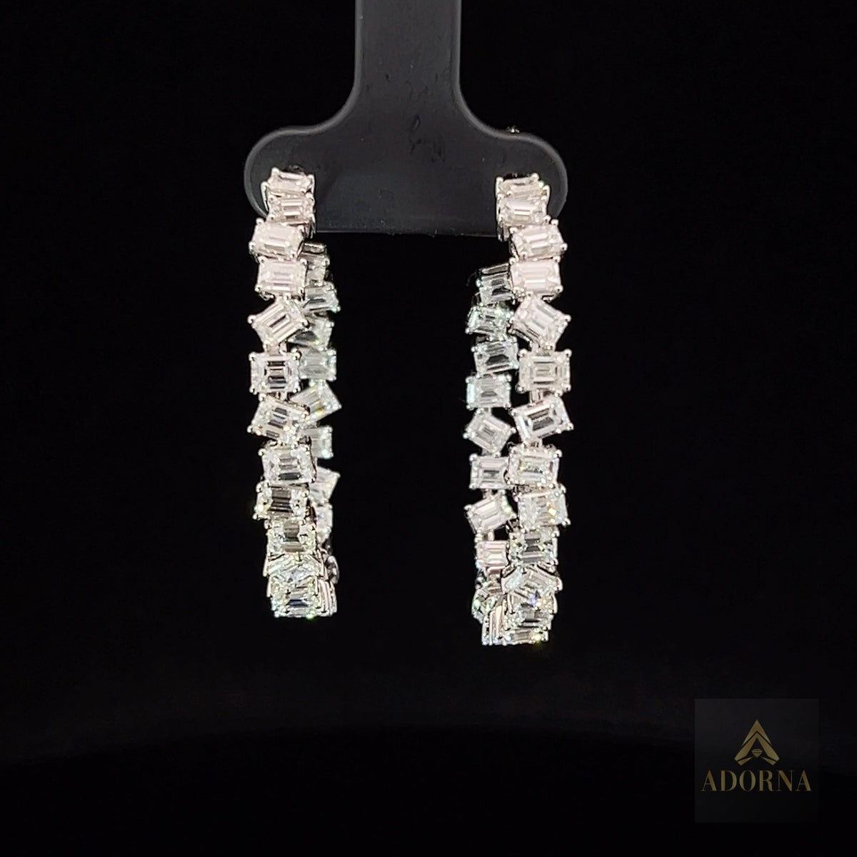 Baguette Diamond Hoop Earrings in 18K White Gold