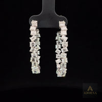 Baguette Diamond Hoop Earrings in 18K White Gold