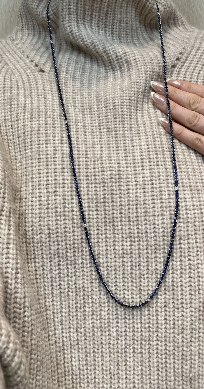 Round Lushness Gemstone Necklace in 14K White Gold