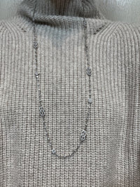 Interlocking Diamond Link Long Necklace in 14K White Gold