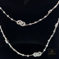 Interlocking Diamond Link Long Necklace in 14K White Gold