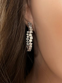 Baguette Diamond Hoop Earrings in 18K White Gold