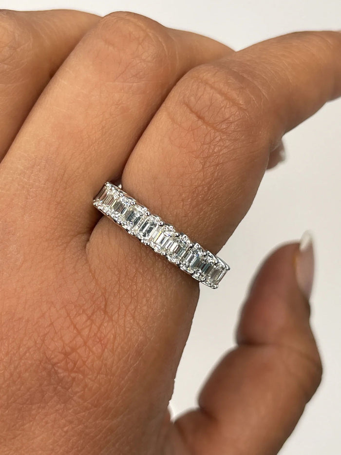 Emerald Cut Diamond Eternity Wedding Band Ring in 14K Gold