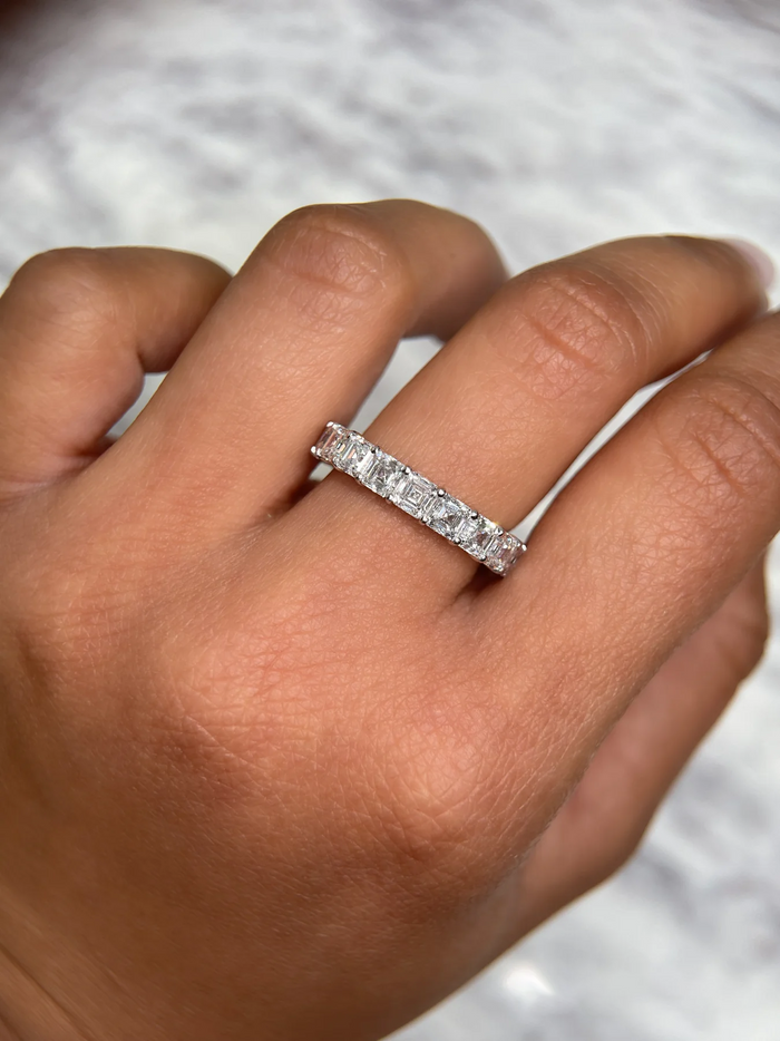 Asscher Cut Eternity Band Ring in 14K Gold