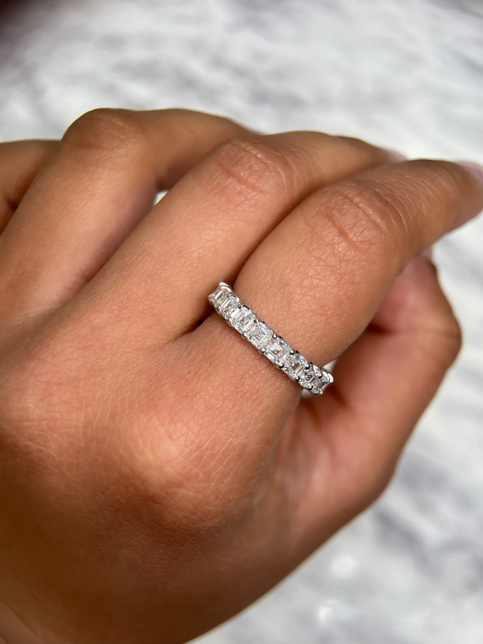 Asscher Cut Eternity Band Ring in 14K Gold