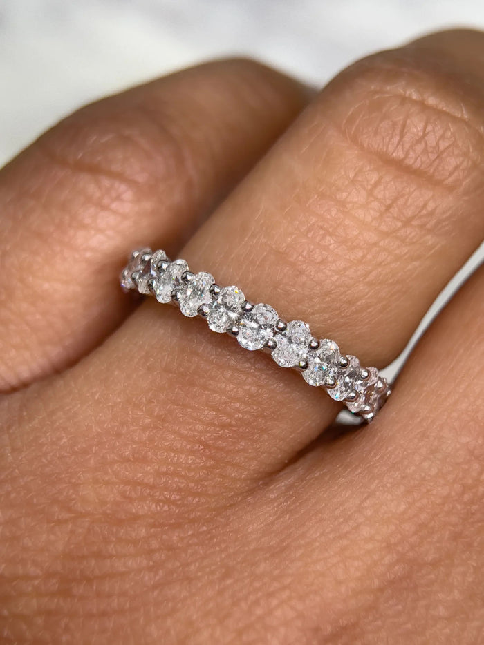 Oval Cut Diamond Eternity Band Ring in 14K Gold