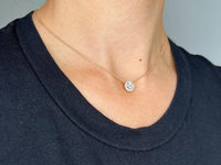 Round Diamond Halo Pendant Necklace in 14K Gold