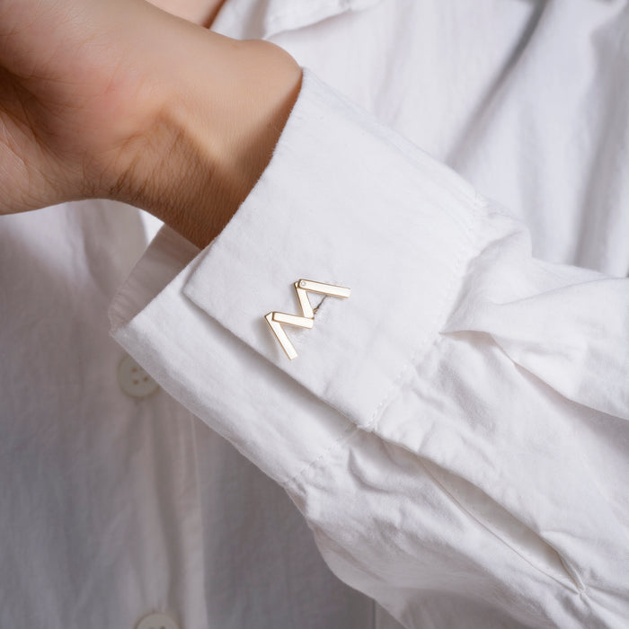Designer 'm' Letter Cufflinks in 14K Yellow Gold