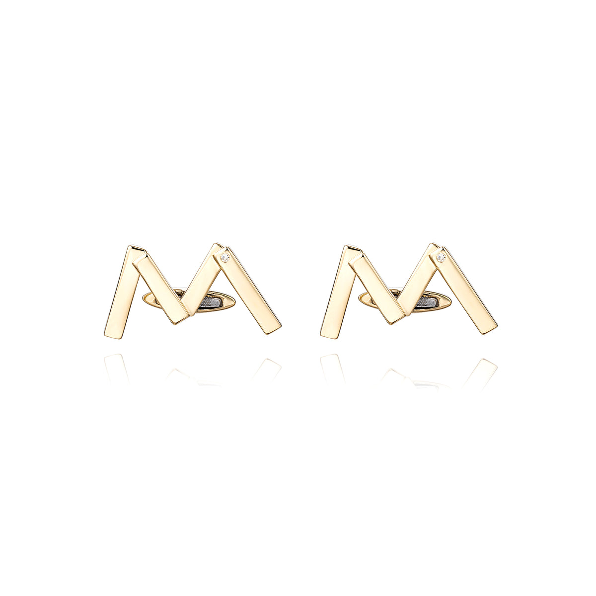 Designer 'm' Letter Cufflinks in 14K Yellow Gold