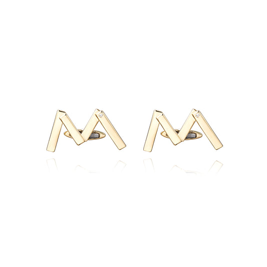 Designer 'm' Letter Cufflinks in 14K Yellow Gold