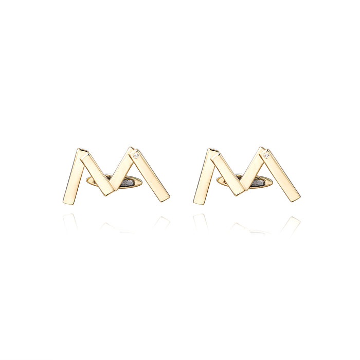 Designer 'm' Letter Cufflinks in 14K Yellow Gold