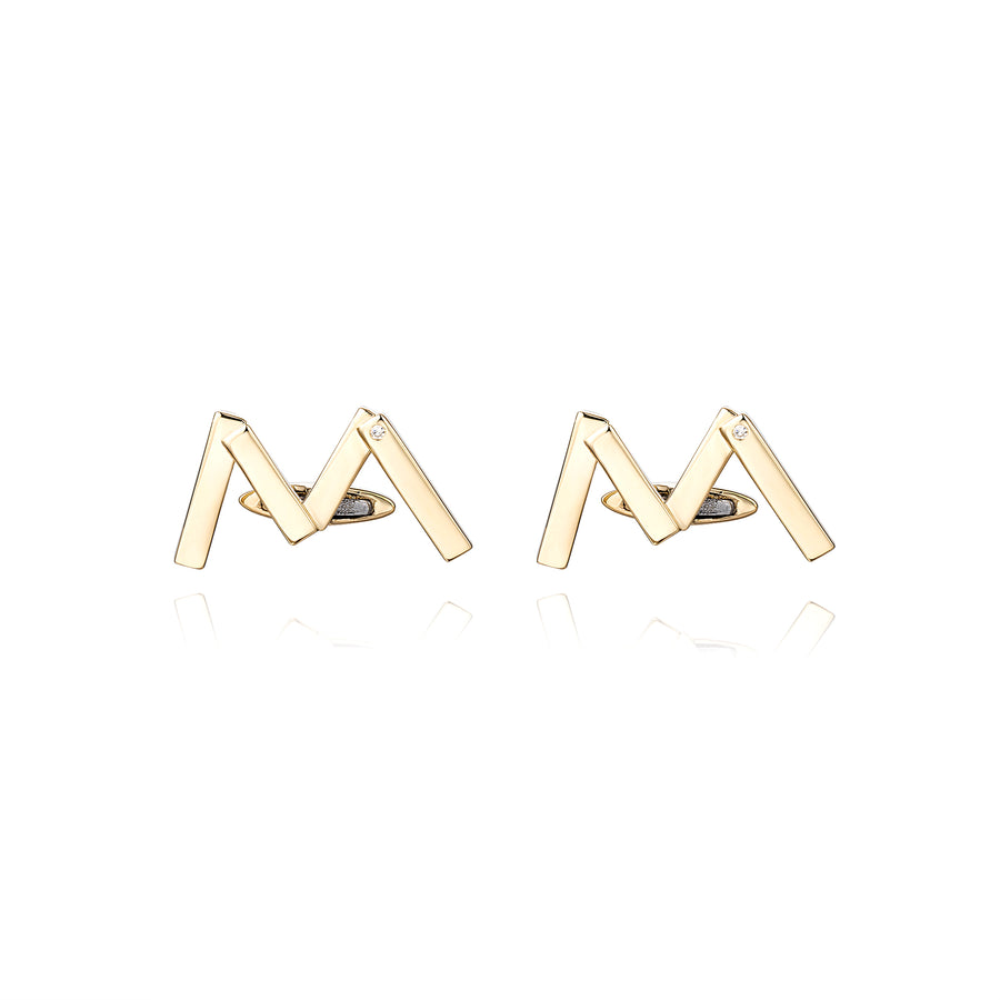 Designer 'm' Letter Cufflinks in 14K Yellow Gold