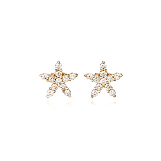 Golden Aurora Star Earrings in 14K Yellow Gold