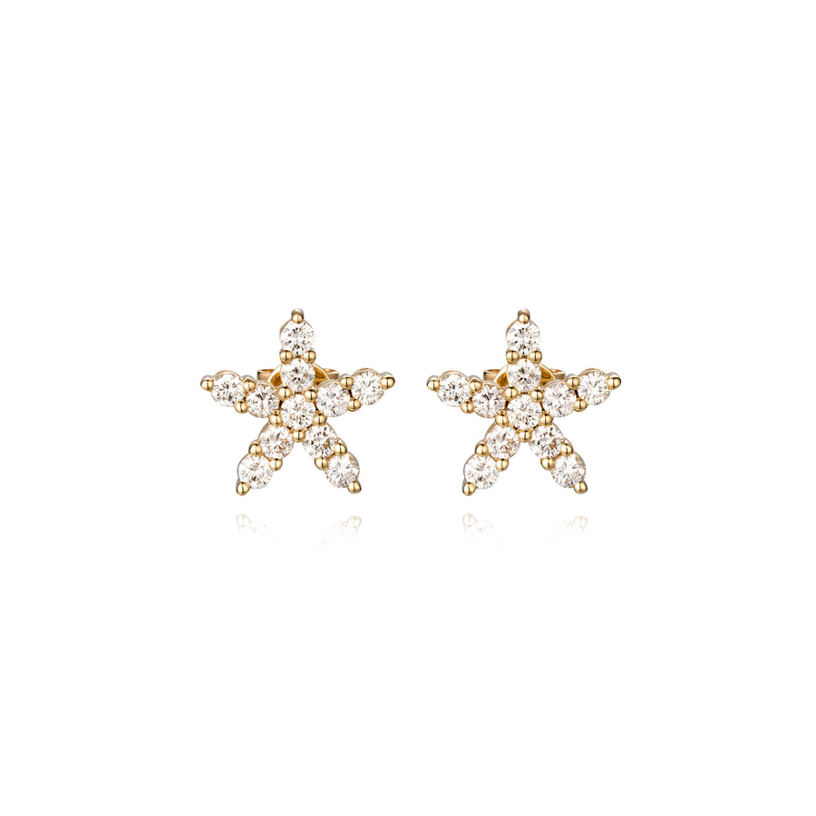 Golden Aurora Star Earrings in 14K Yellow Gold