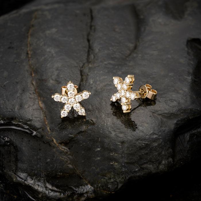 Golden Aurora Star Earrings in 14K Yellow Gold