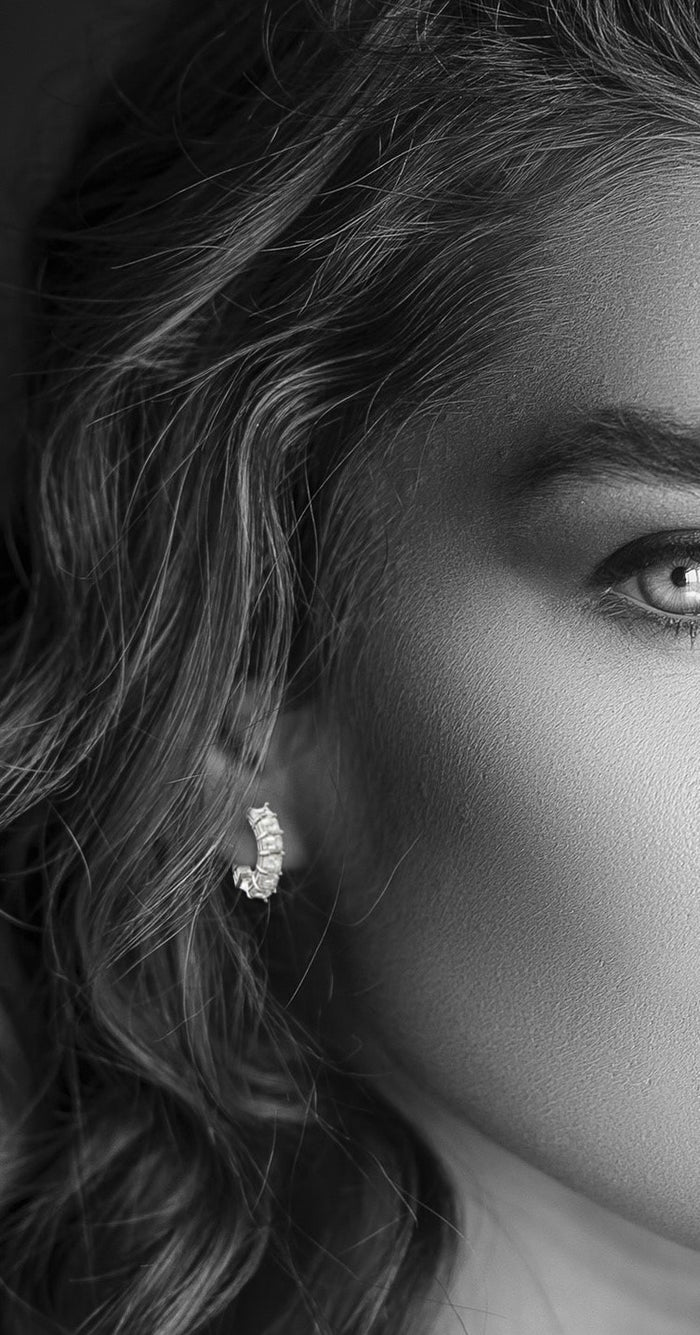 Baguette Diamond Inside Out Hoop Earrings in 14K White Gold