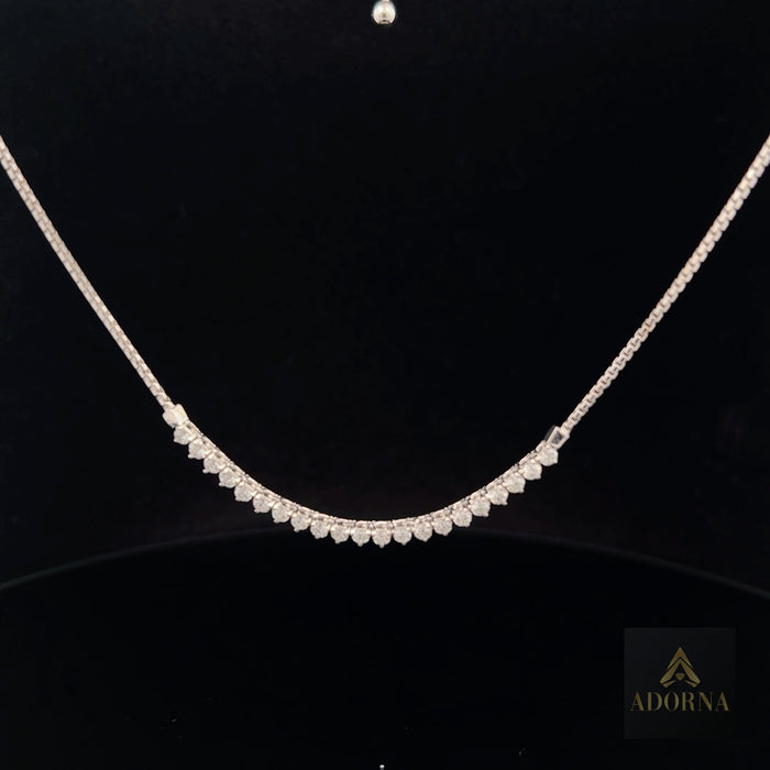 Tapered Diamond Fringe Necklace in 14K White Gold