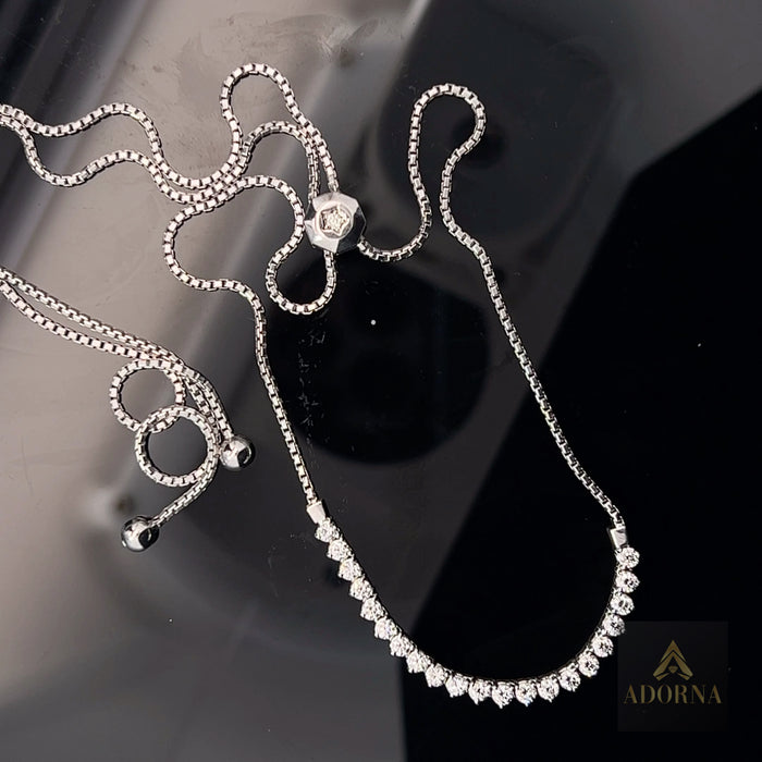 Tapered Diamond Fringe Necklace in 14K White Gold