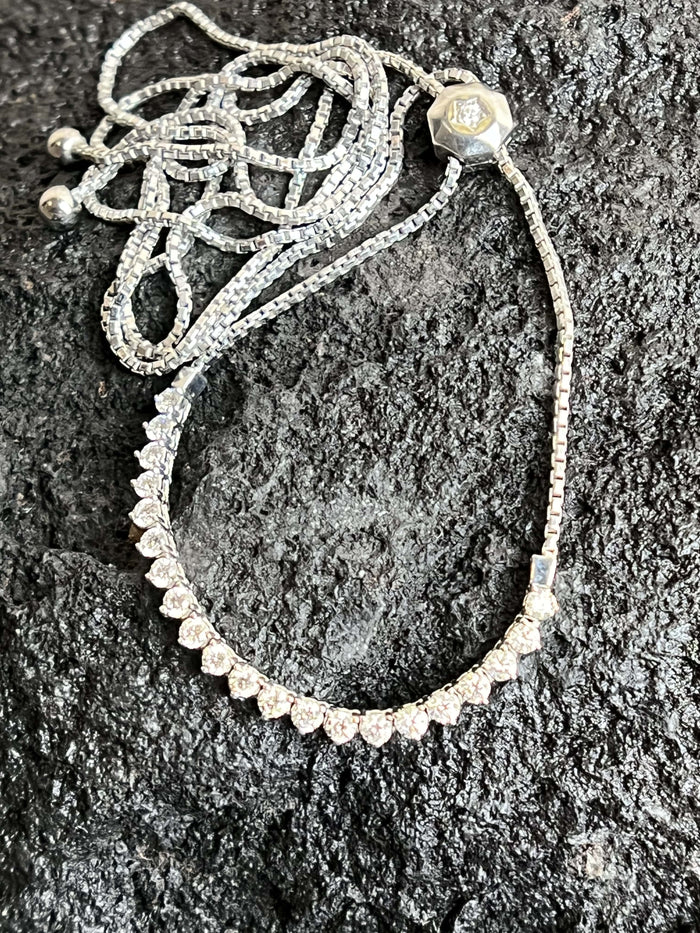 Tapered Diamond Fringe Necklace in 14K White Gold