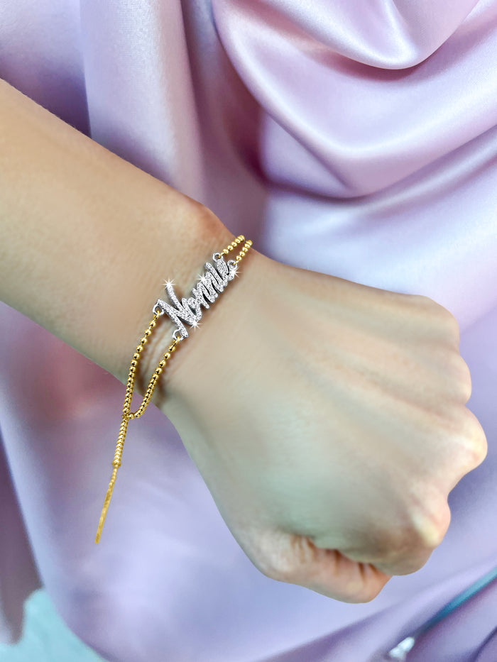 Personalized Full Name Chain Bracelet in 14K Yellow Gold