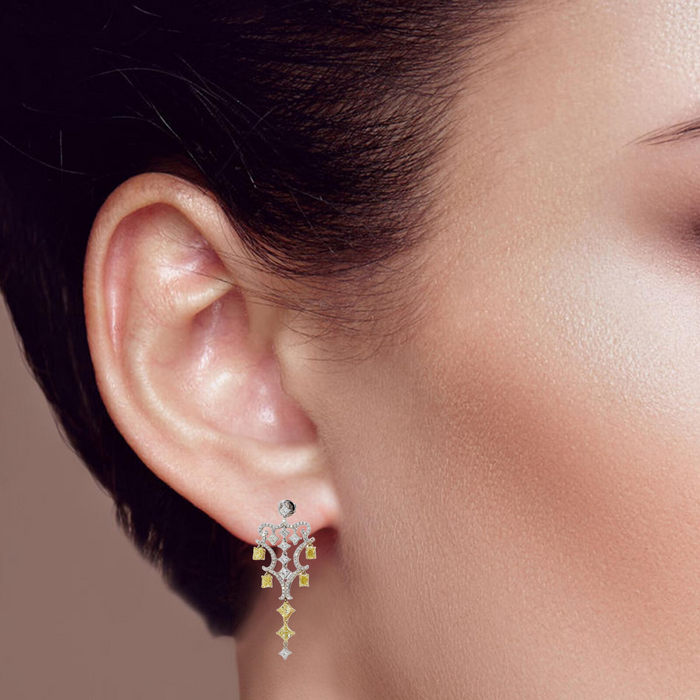 Multishape Pushback Chandellier Earrings in 18K Yellow Gold