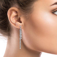 Multi Cut Diamond Drop Chandelier Earrings in 18K White Gold