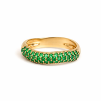 Elegant Emerald Pave 14K Gold Band Ring