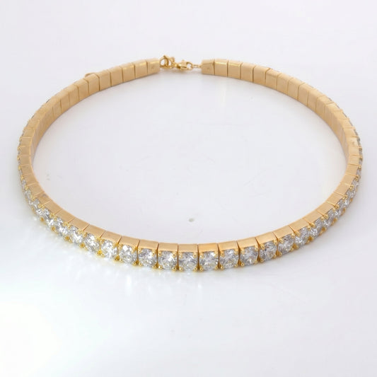 Diamond Line Choker 14K (18K Custom) Yellow Gold Necklace