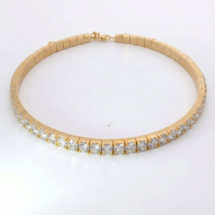 Diamond Line Choker 14K (18K Custom) Yellow Gold Necklace