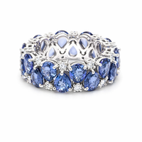Luxurious Blue Sapphire 14K Diamond Eternity Ring